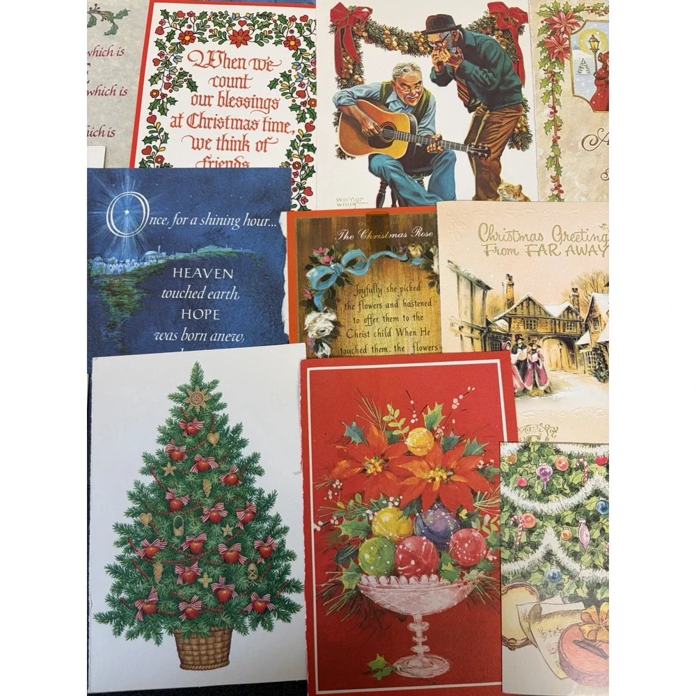 Vintage Christmas Cards Fronts ONLY Traditional Scrapbooking Decoupage Lot 50+